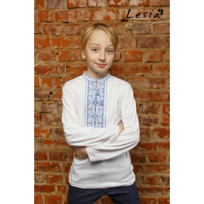 Embroidered t-shirt with long sleeves "Carpathian" blue